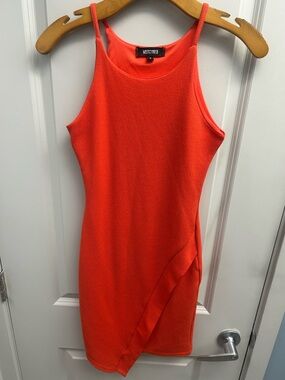 Missguided Bright Orange Textured Bodycon Mini Dress